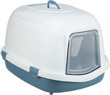 Trixie kattenbak primo xxl top met kap blauw / wit