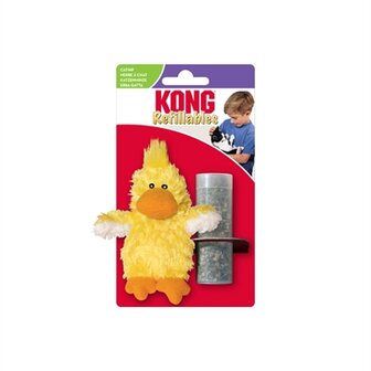 Kong kat pluche eend geel catnip