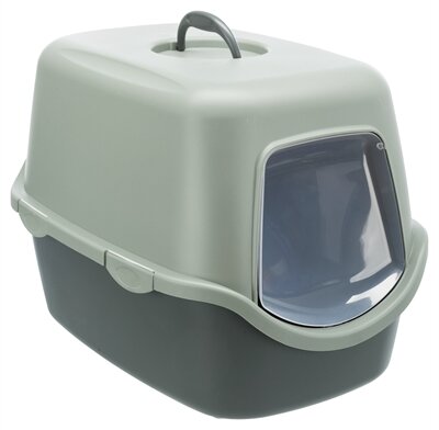 Trixie be eco gerecycled kattenbak vico met kap antraciet/groen