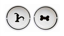 Trixie voerbak / drinkbak set eat on your feet wit / zwart