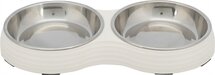 Trixie voerbak kat dubbel melamine / rvs wit
