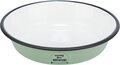 Trixie voer/waterbak plat emaille / rvs groen